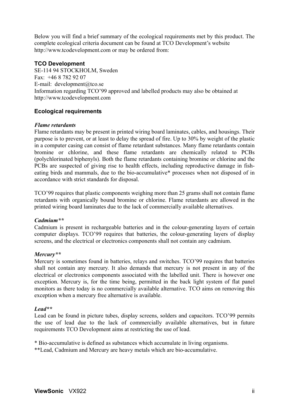 VIEWSONIC LCD DISPLAY VX922 User Manual | Page 4 / 23