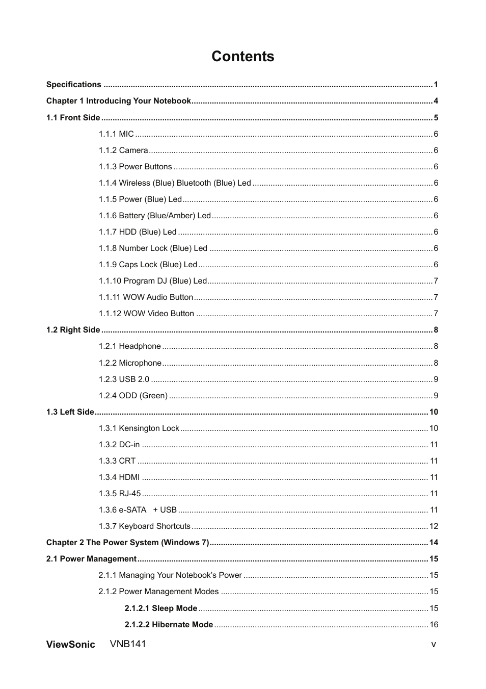 VIEWSONIC VNB141 VS13235 User Manual | Page 6 / 41
