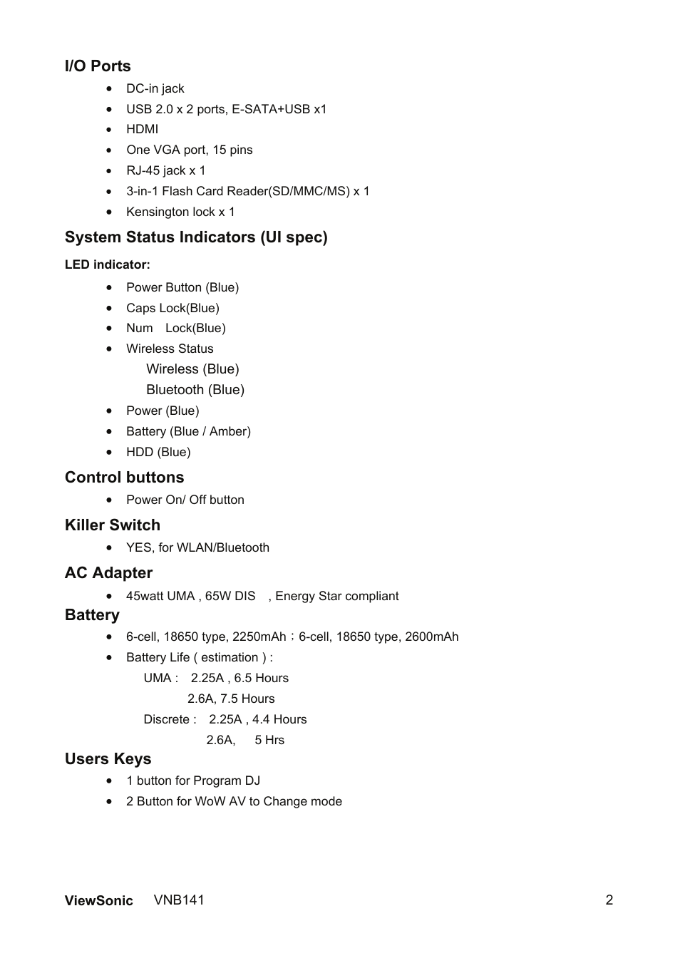 VIEWSONIC VNB141 VS13235 User Manual | Page 9 / 41