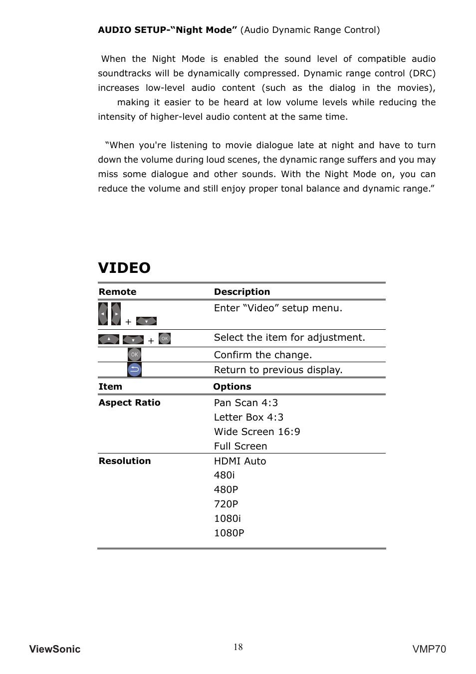 Video | VIEWSONIC VMP70 User Manual | Page 22 / 28