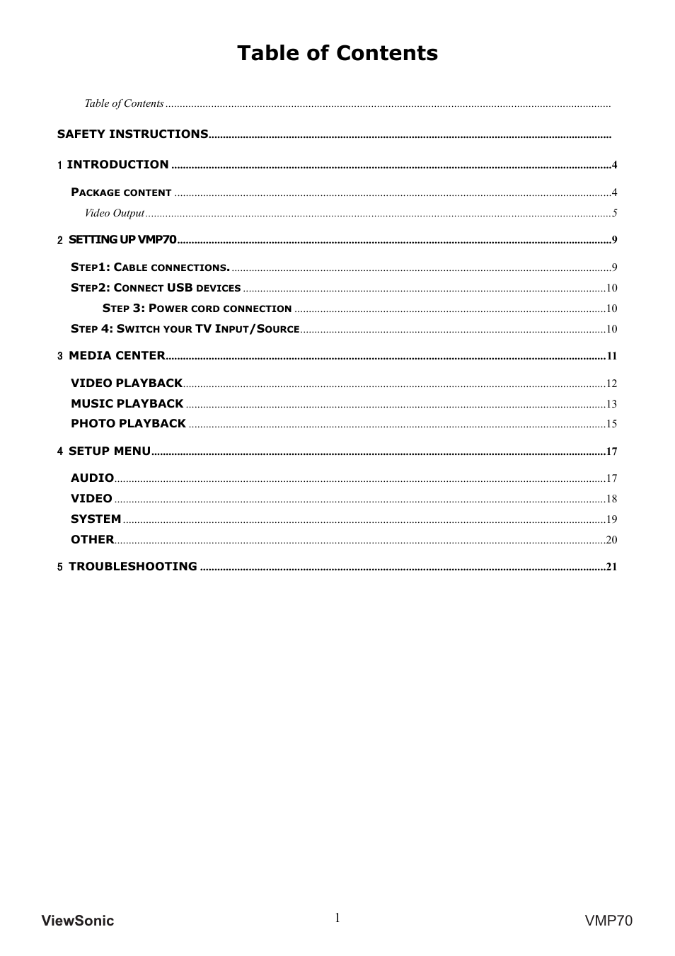 VIEWSONIC VMP70 User Manual | Page 5 / 28