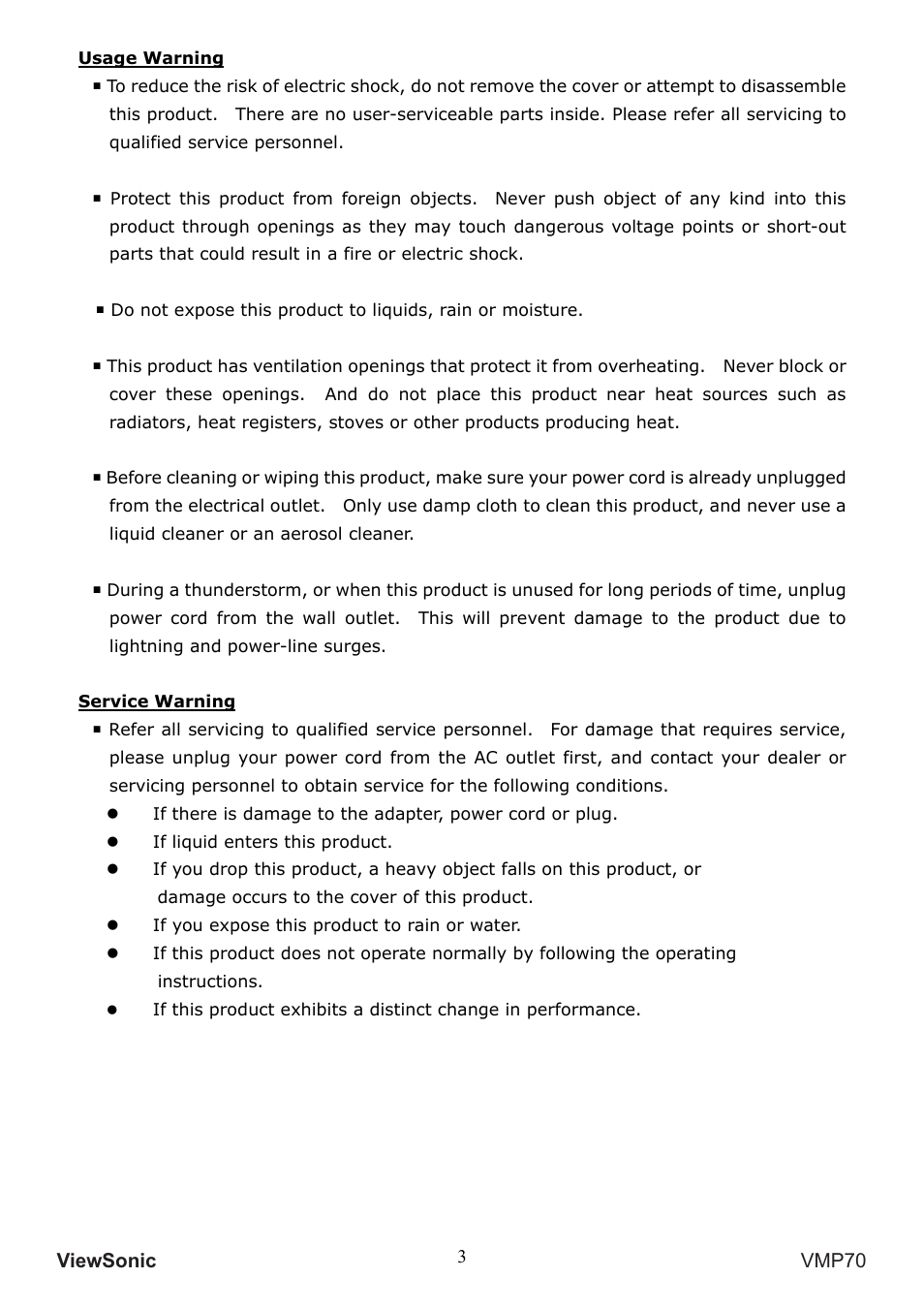 VIEWSONIC VMP70 User Manual | Page 7 / 28