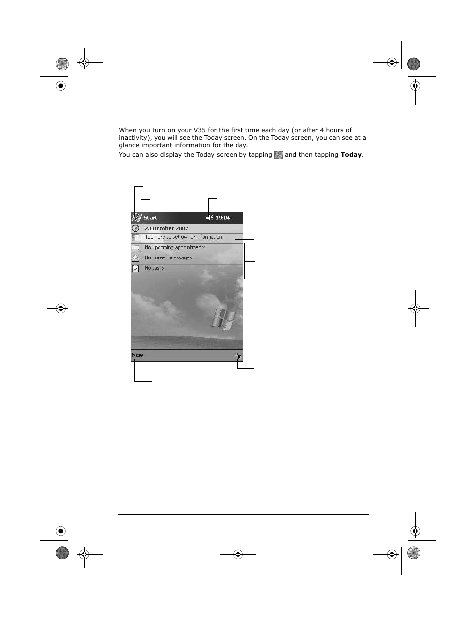 Today screen | VIEWSONIC PC V35 User Manual | Page 23 / 92