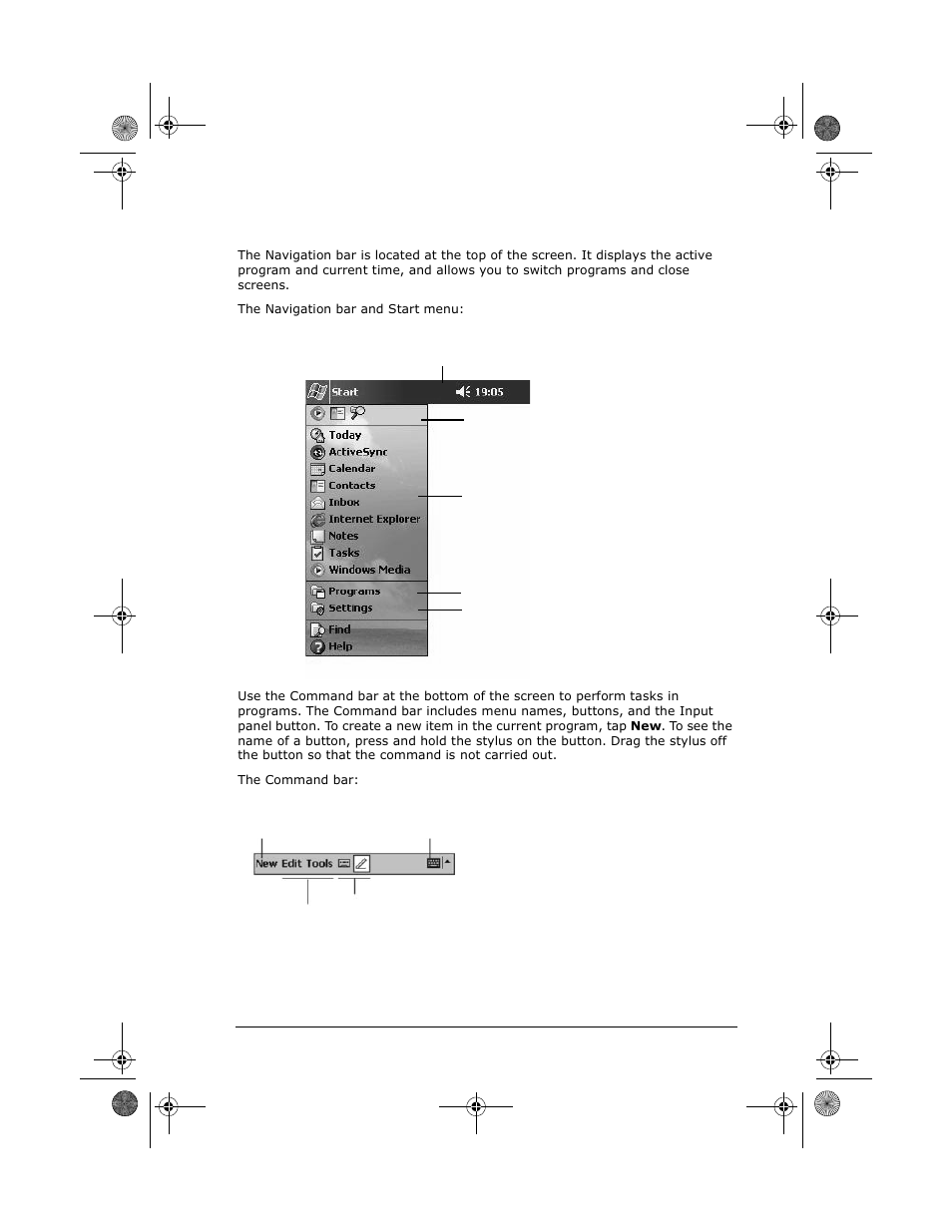 Navigation bar and command bar | VIEWSONIC PC V35 User Manual | Page 25 / 92