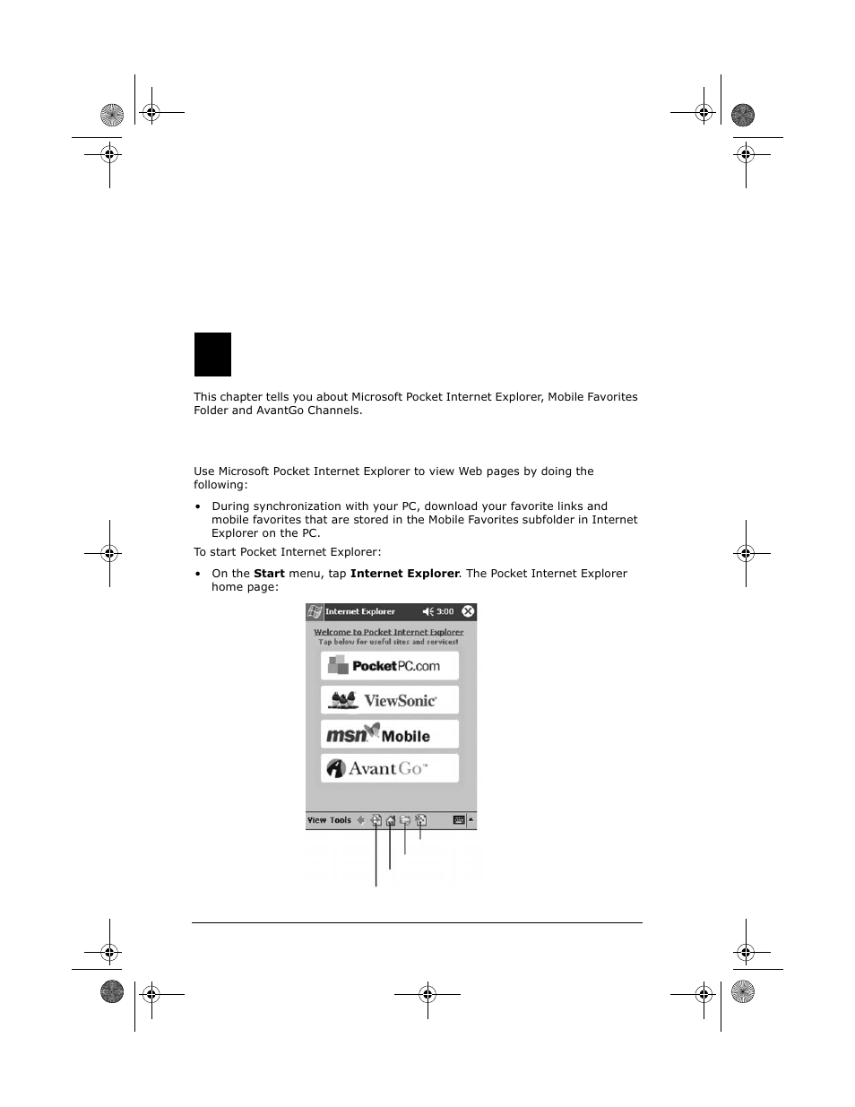 Pocket internet explorer, Using pocket internet explorer, 7pocket internet explorer | VIEWSONIC PC V35 User Manual | Page 72 / 92