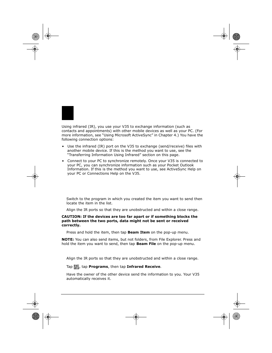 Getting connected, Transferring information using infrared, 8getting connected | VIEWSONIC PC V35 User Manual | Page 76 / 92