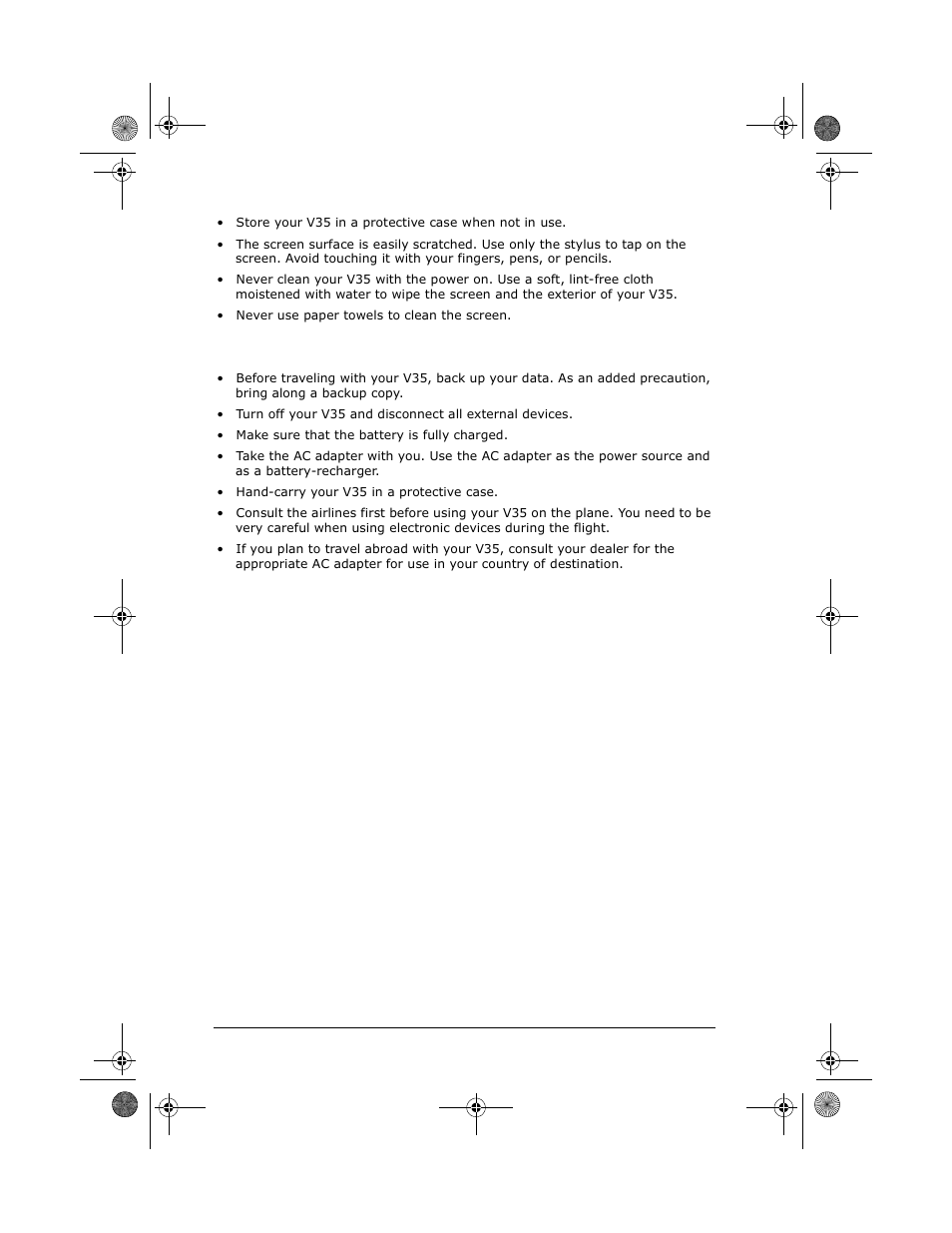Travel guidelines | VIEWSONIC PC V35 User Manual | Page 84 / 92