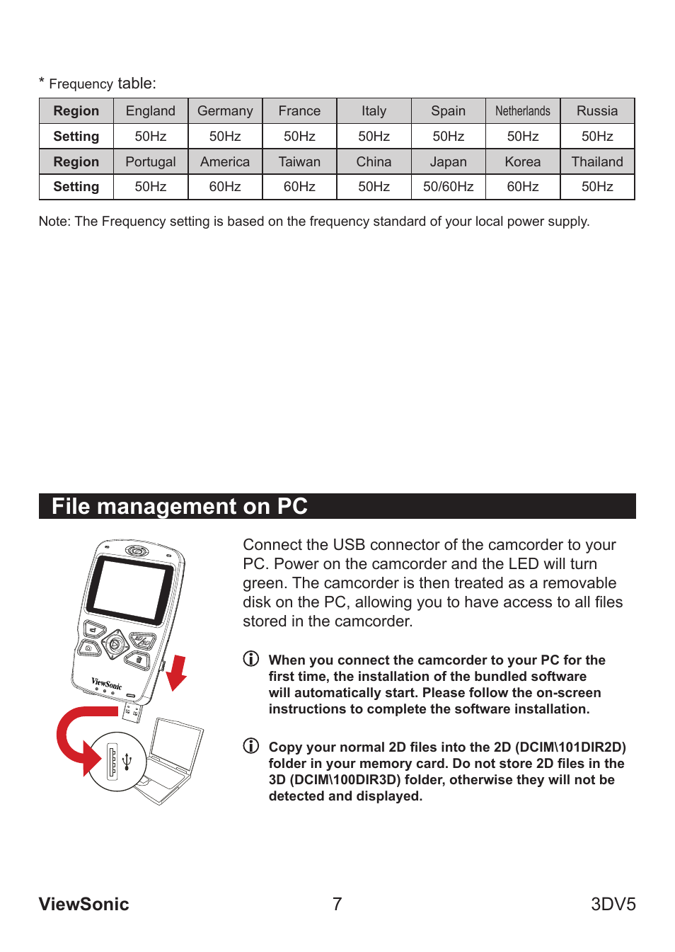 File management on pc, Viewsonic 7 3dv5 | VIEWSONIC VS13782 User Manual | Page 12 / 25