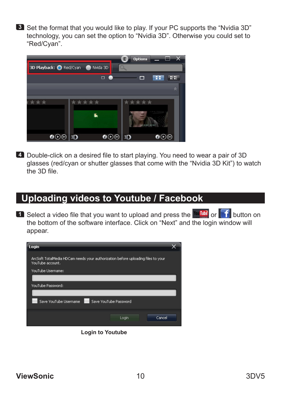 Uploading videos to youtube / facebook | VIEWSONIC VS13782 User Manual | Page 15 / 25