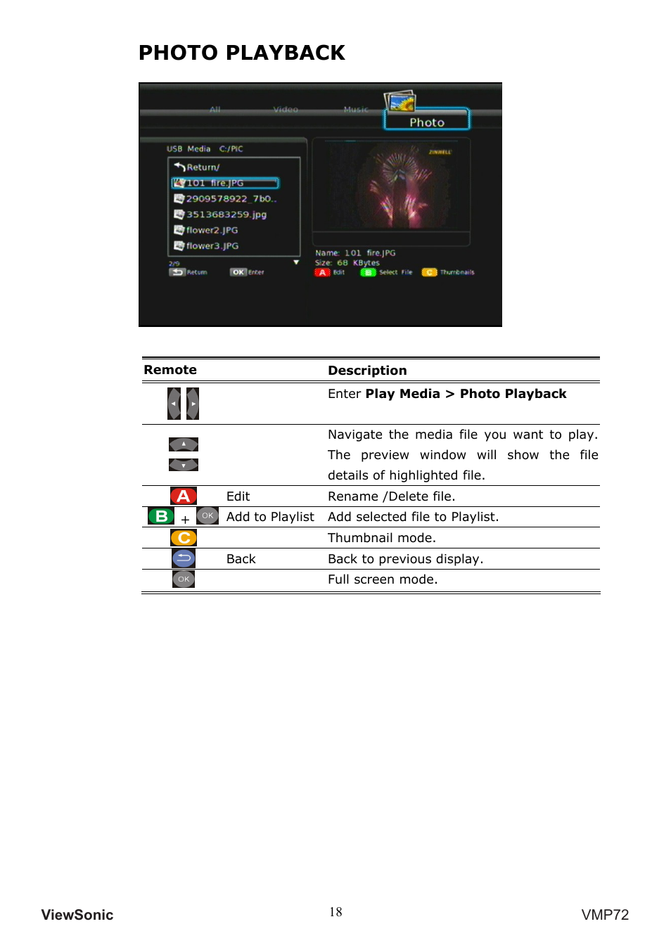 Photo playback | VIEWSONIC VS13057 User Manual | Page 22 / 34