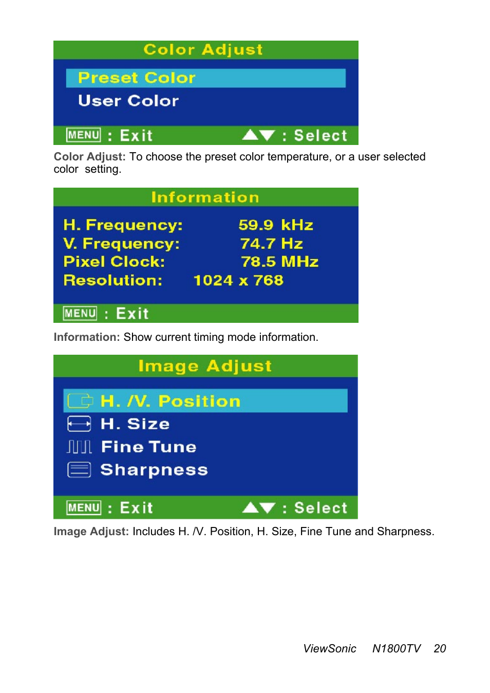 VIEWSONIC N1800TV User Manual | Page 21 / 30