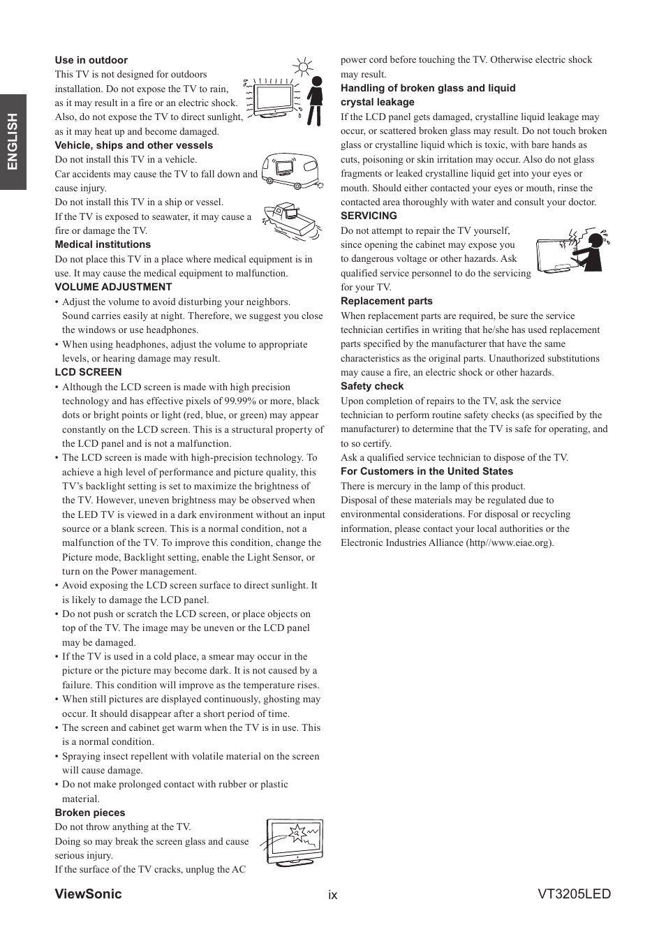 Viewsonic vt3205led, English | VIEWSONIC VS13915-1M User Manual | Page 11 / 63