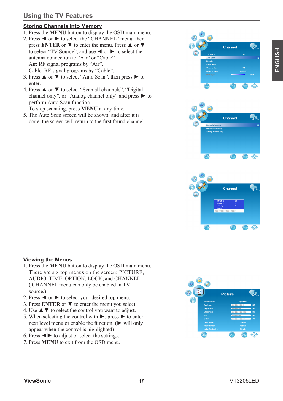 Using the tv features | VIEWSONIC VS13915-1M User Manual | Page 29 / 63