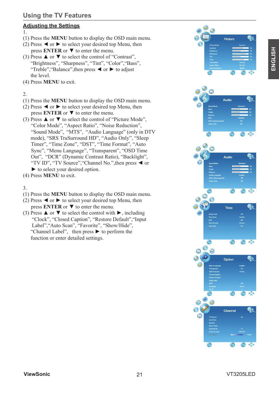 Using the tv features | VIEWSONIC VS13915-1M User Manual | Page 32 / 63