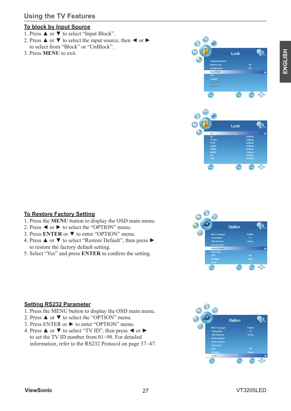 Using the tv features | VIEWSONIC VS13915-1M User Manual | Page 38 / 63