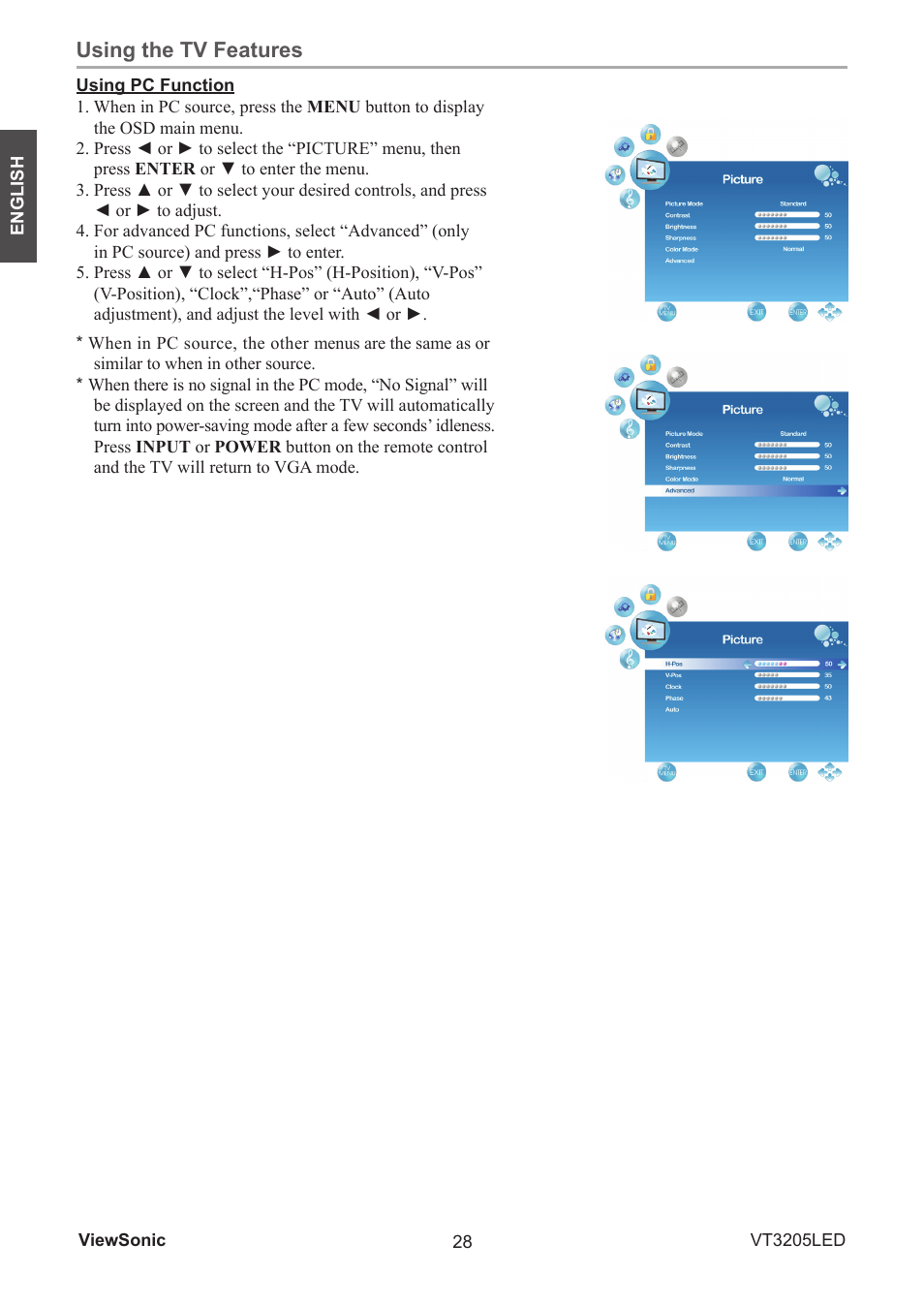 Using the tv features | VIEWSONIC VS13915-1M User Manual | Page 39 / 63