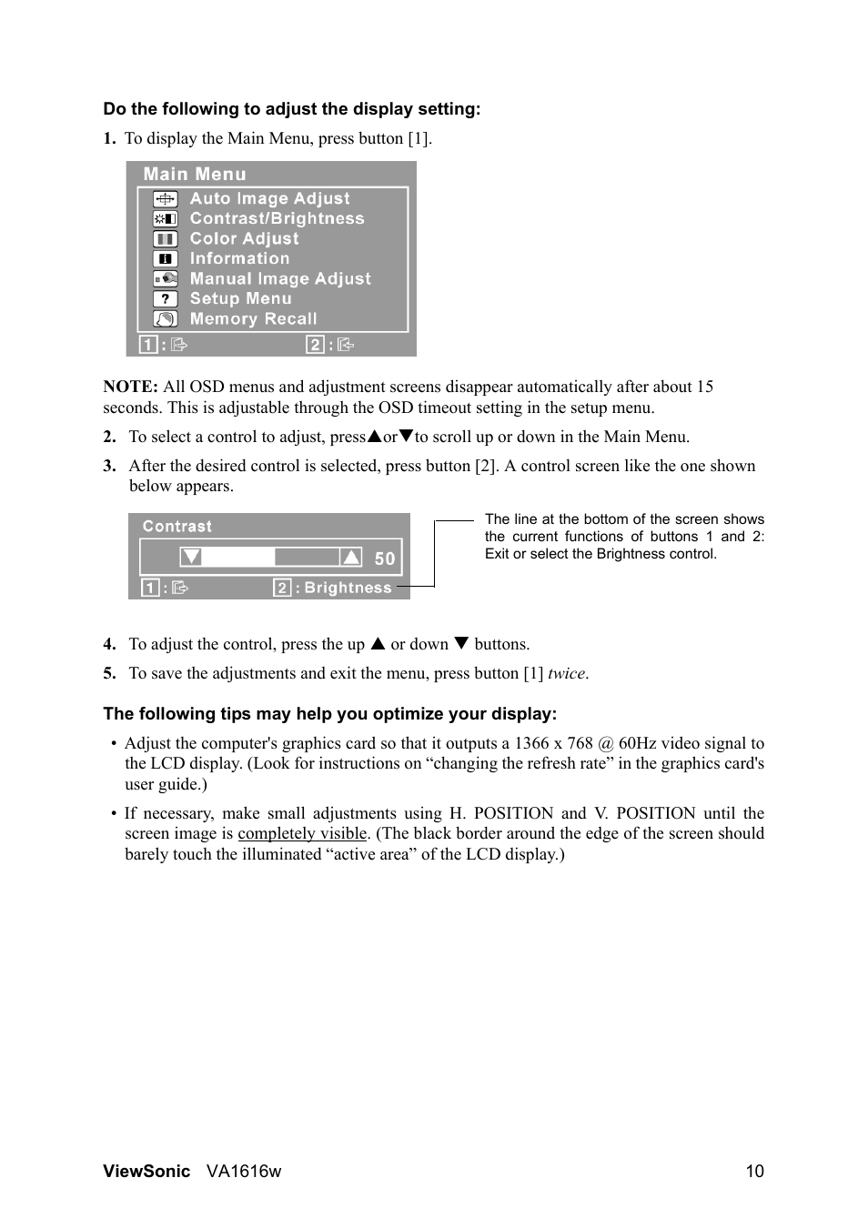 VIEWSONIC LCD DISPLAY VA1616W User Manual | Page 13 / 25