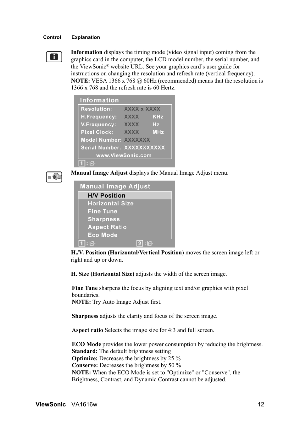 VIEWSONIC LCD DISPLAY VA1616W User Manual | Page 15 / 25