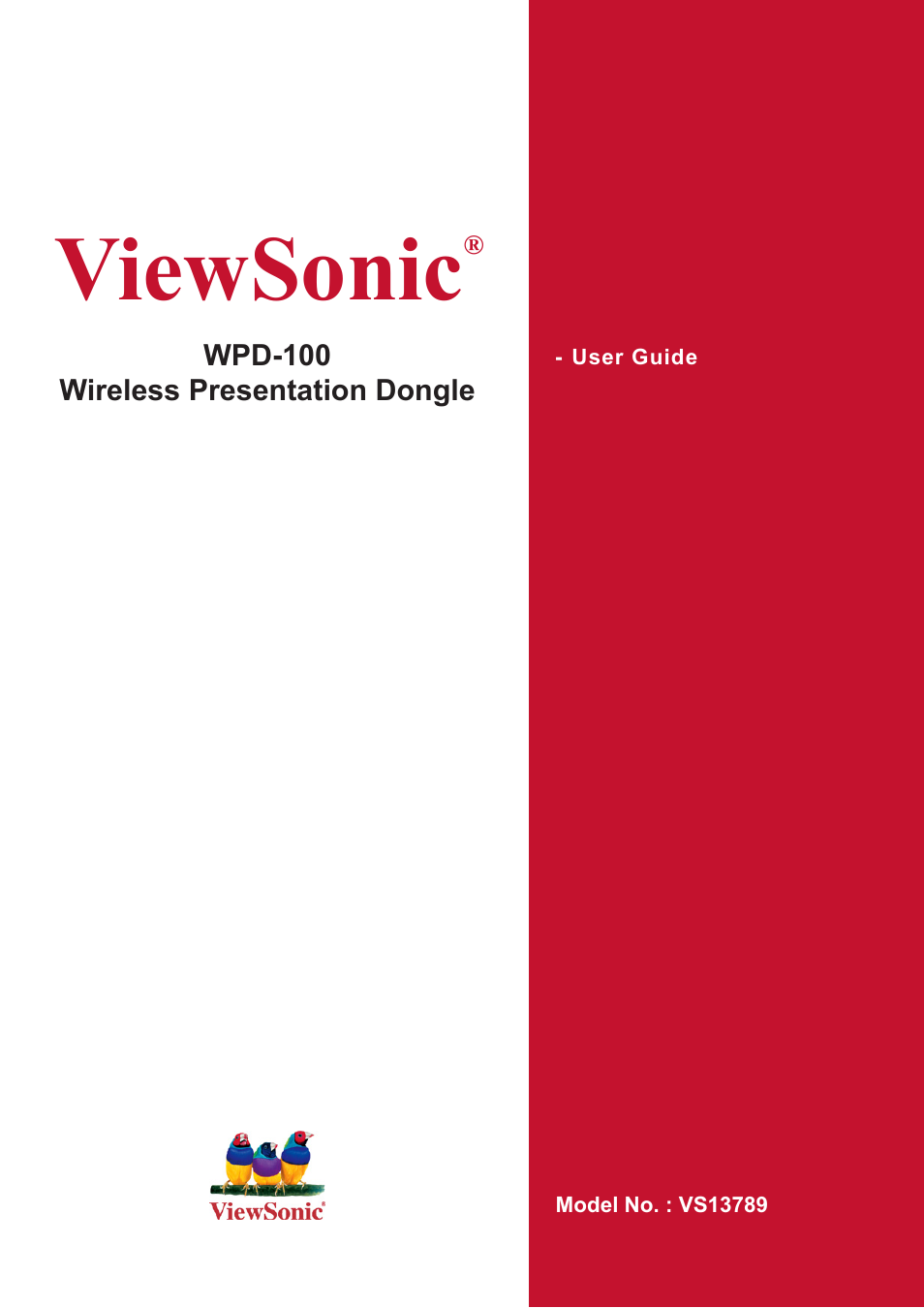 VIEWSONIC WPD-100 VS13789 User Manual | 60 pages