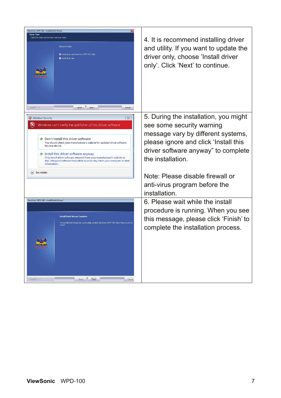 VIEWSONIC WPD-100 VS13789 User Manual | Page 13 / 60