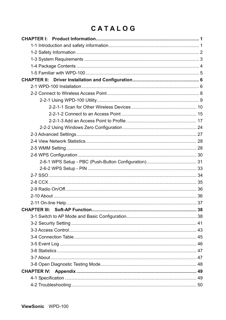 VIEWSONIC WPD-100 VS13789 User Manual | Page 6 / 60