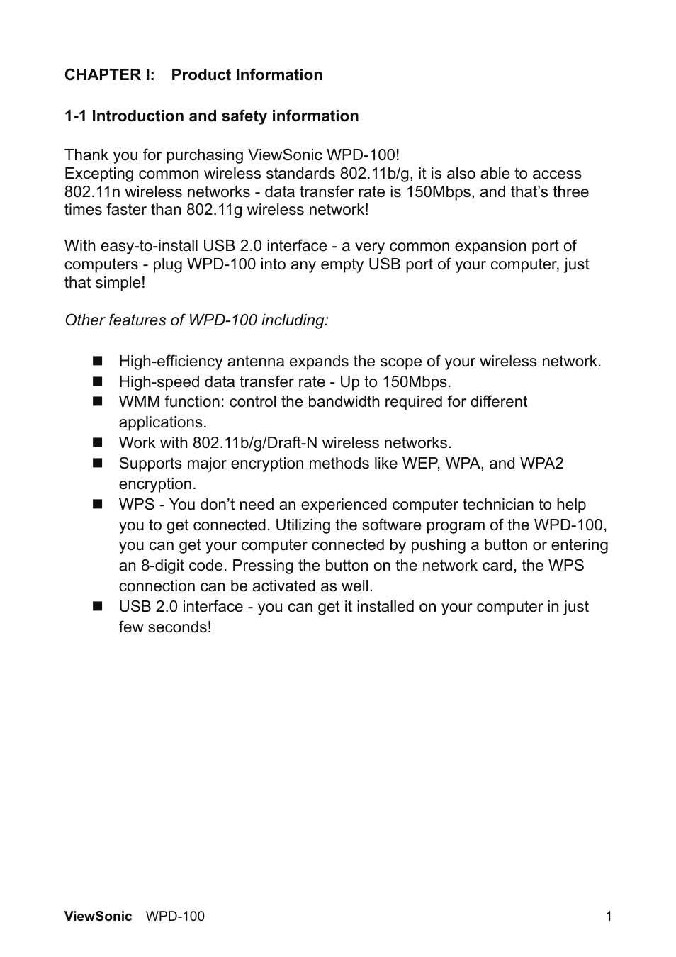 VIEWSONIC WPD-100 VS13789 User Manual | Page 7 / 60