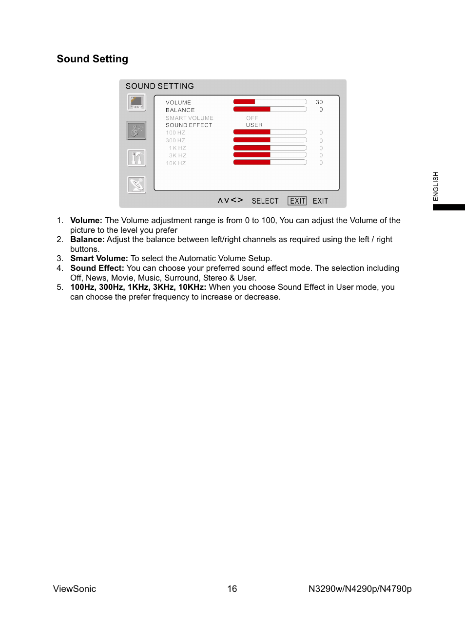 Sound setting | VIEWSONIC VS12279-1G User Manual | Page 18 / 31