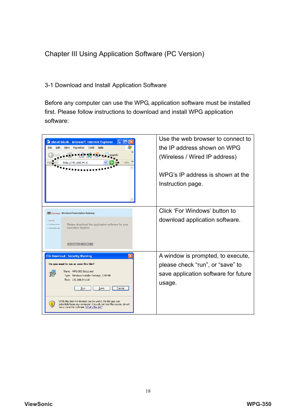 VIEWSONIC Wireless Presentation Gateway WPG-350 VS12526 User Manual | Page 23 / 65