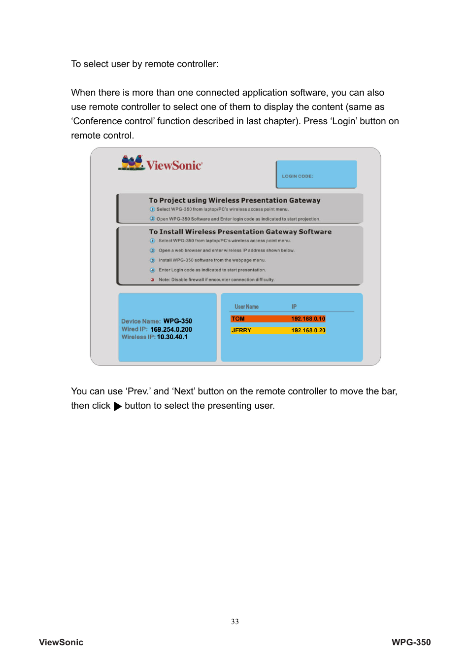 VIEWSONIC Wireless Presentation Gateway WPG-350 VS12526 User Manual | Page 38 / 65
