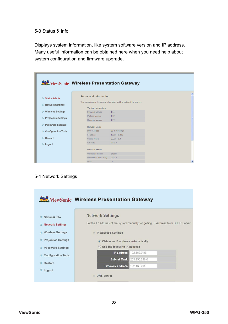 VIEWSONIC Wireless Presentation Gateway WPG-350 VS12526 User Manual | Page 40 / 65