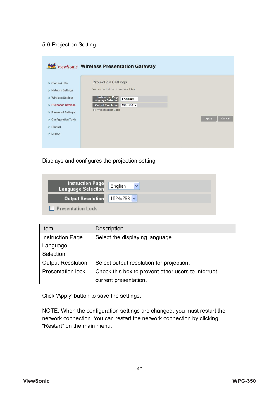 VIEWSONIC Wireless Presentation Gateway WPG-350 VS12526 User Manual | Page 52 / 65