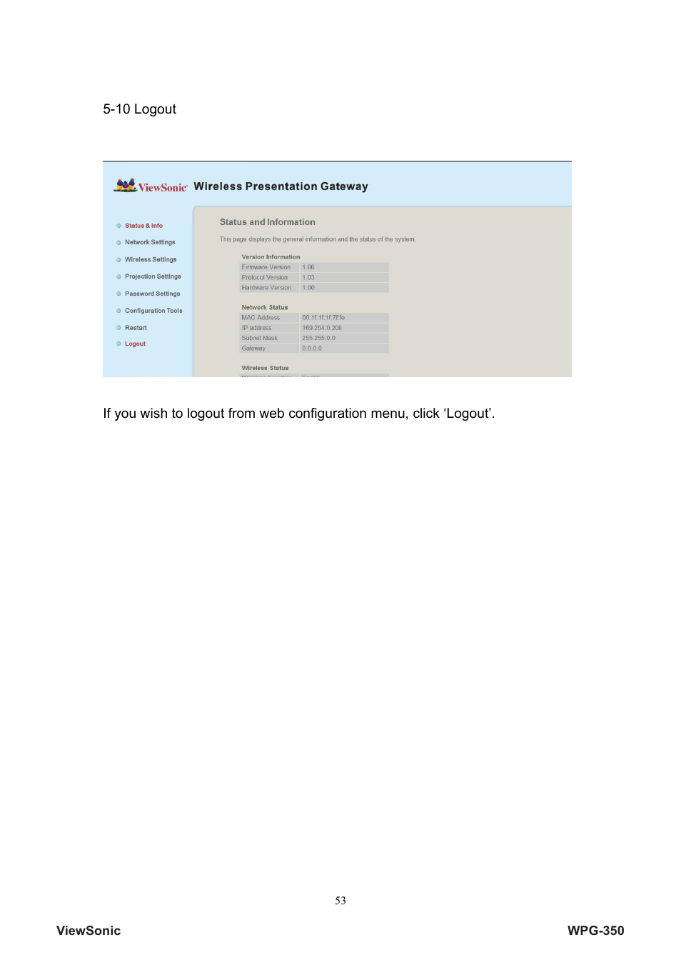 VIEWSONIC Wireless Presentation Gateway WPG-350 VS12526 User Manual | Page 58 / 65