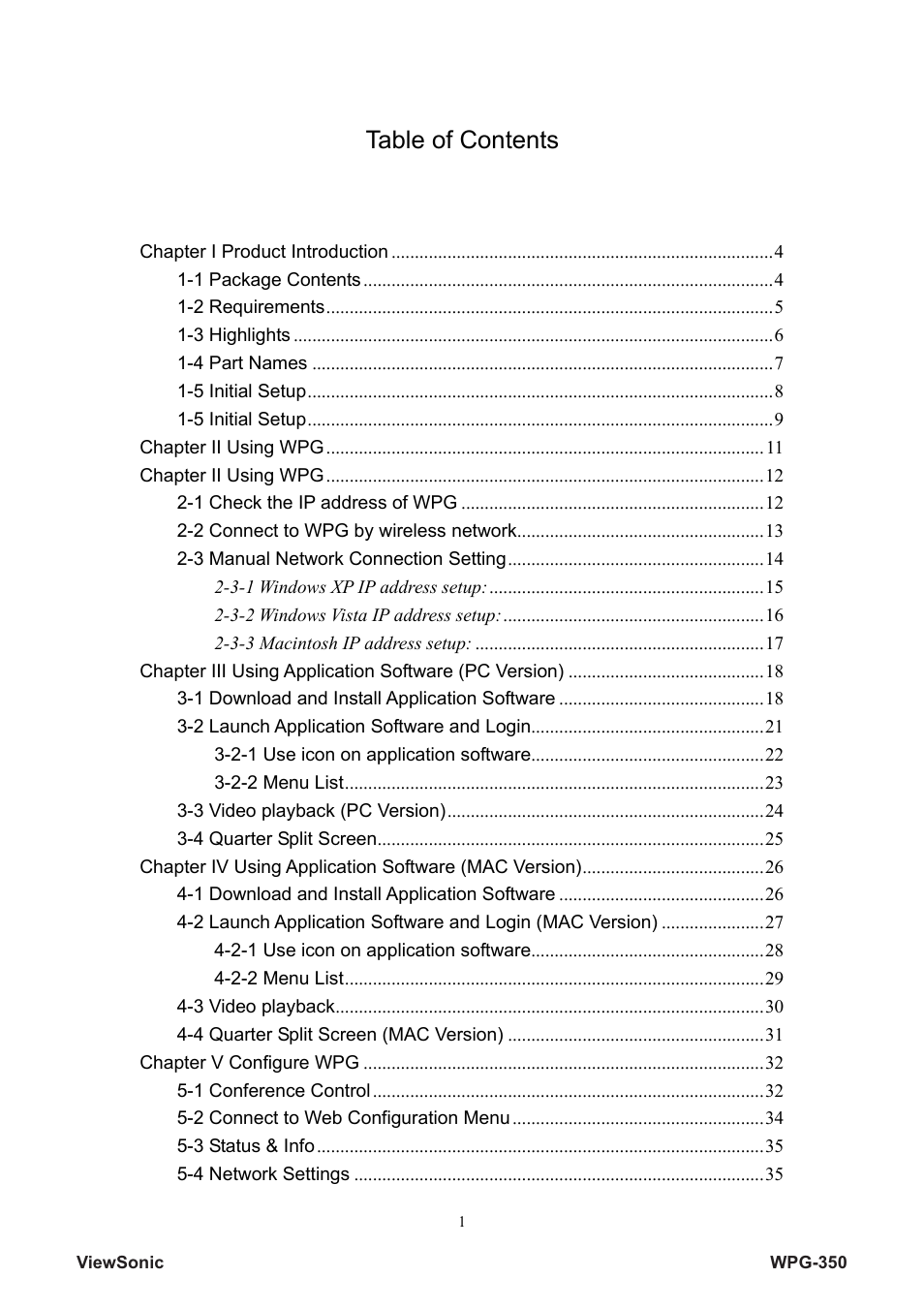 VIEWSONIC Wireless Presentation Gateway WPG-350 VS12526 User Manual | Page 6 / 65