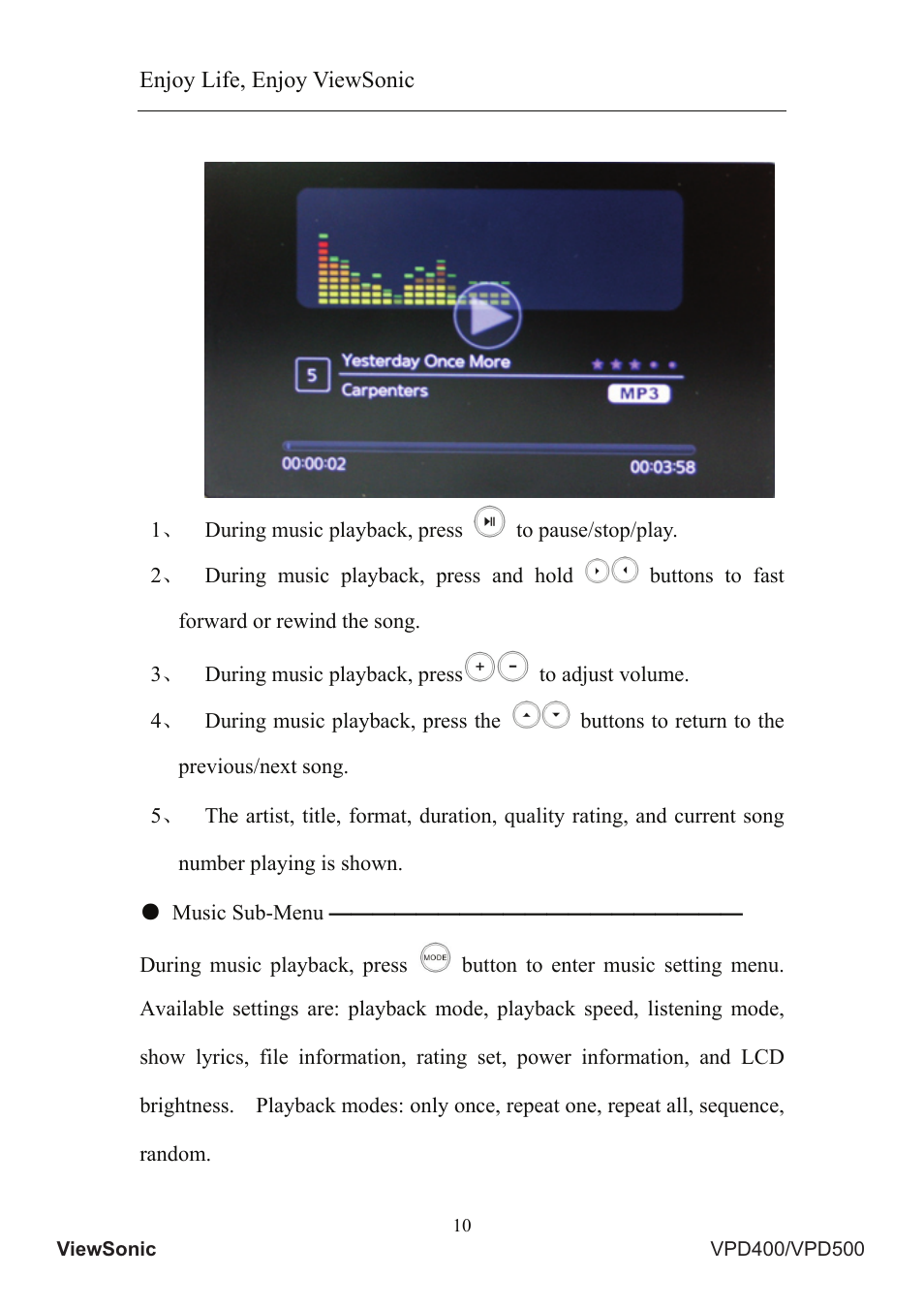 VIEWSONIC Portable Media Player VS12836 User Manual | Page 14 / 38