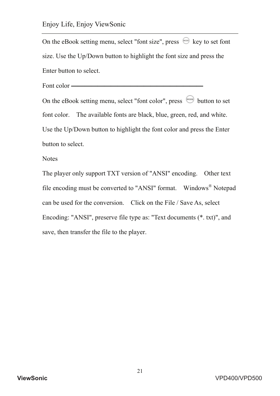 VIEWSONIC Portable Media Player VS12836 User Manual | Page 25 / 38