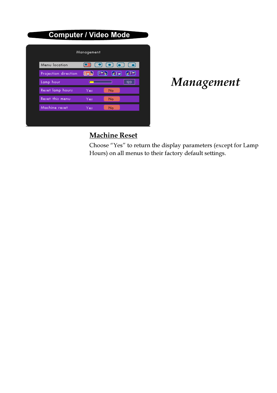 Management | VIEWSONIC PJ255D User Manual | Page 24 / 34