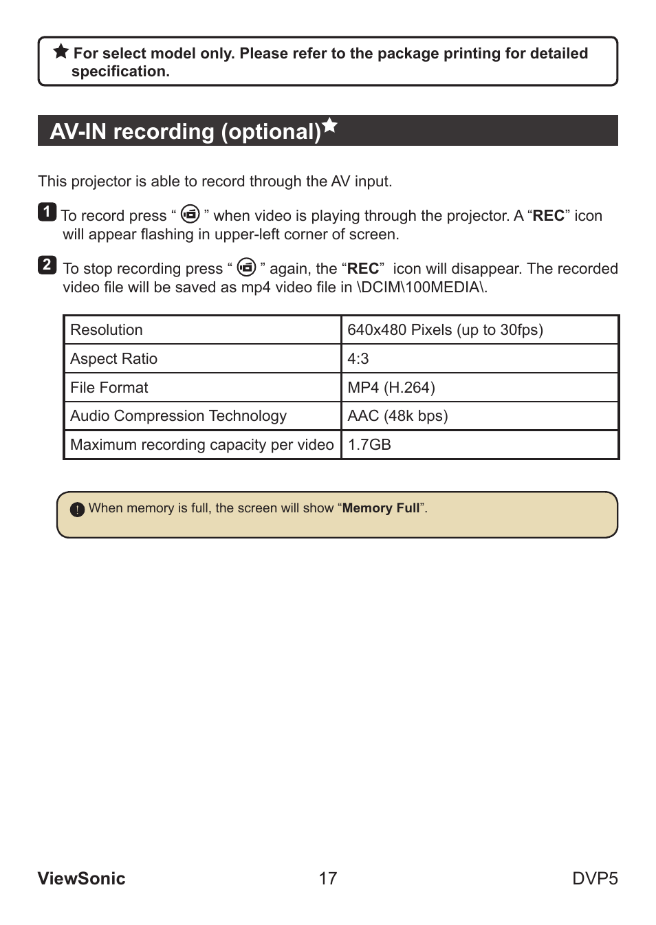 Av-in recording (optional) | VIEWSONIC VS13783 User Manual | Page 23 / 37
