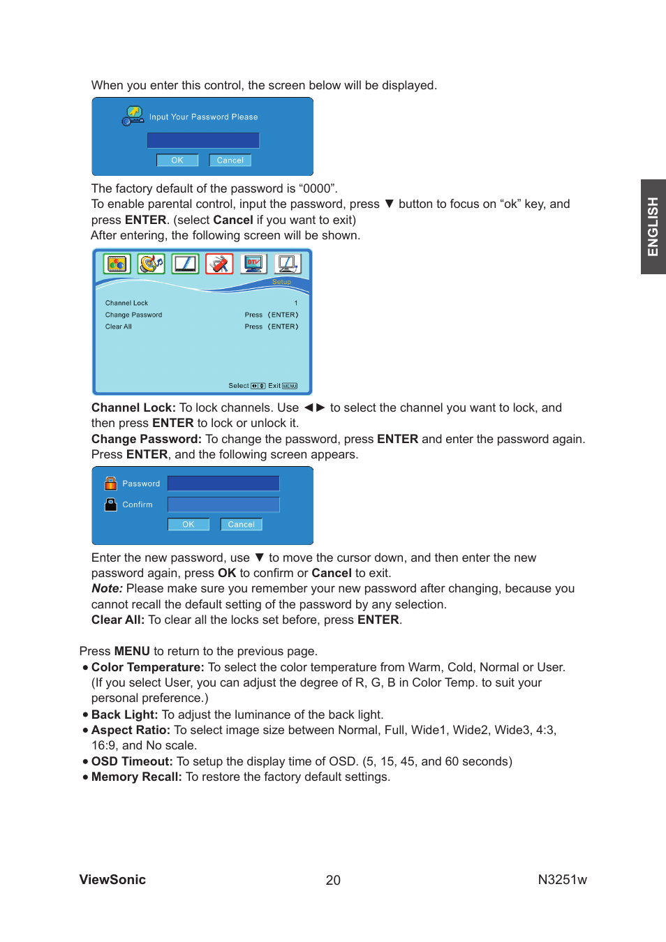 VIEWSONIC N3251w User Manual | Page 22 / 35