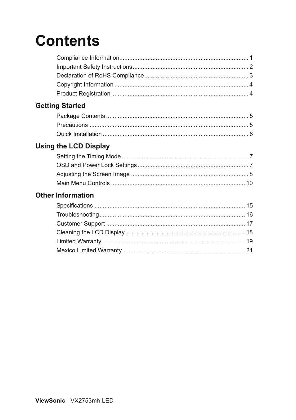 VIEWSONIC VX2753MH-LED VS13918 User Manual | Page 2 / 25