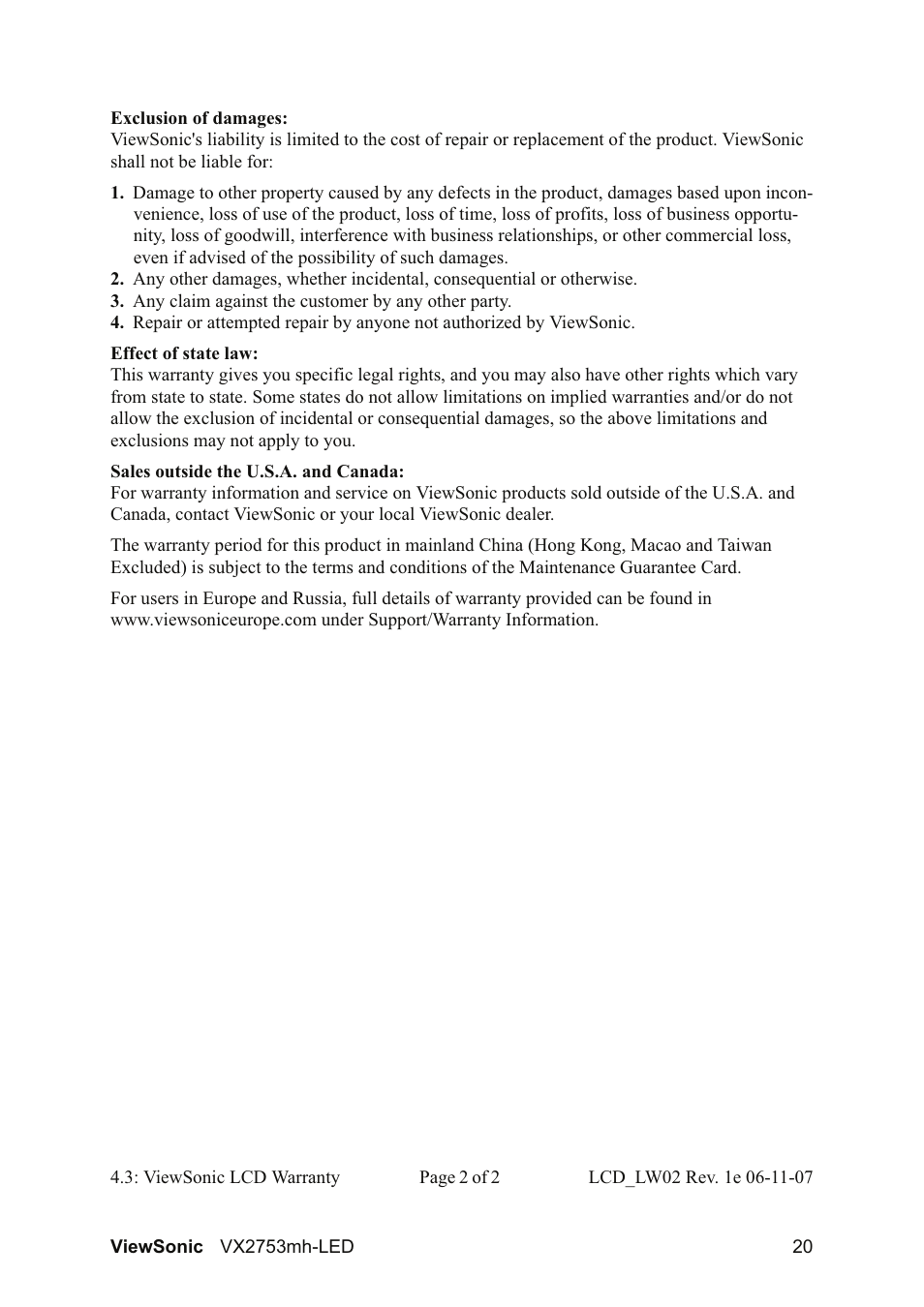 VIEWSONIC VX2753MH-LED VS13918 User Manual | Page 22 / 25