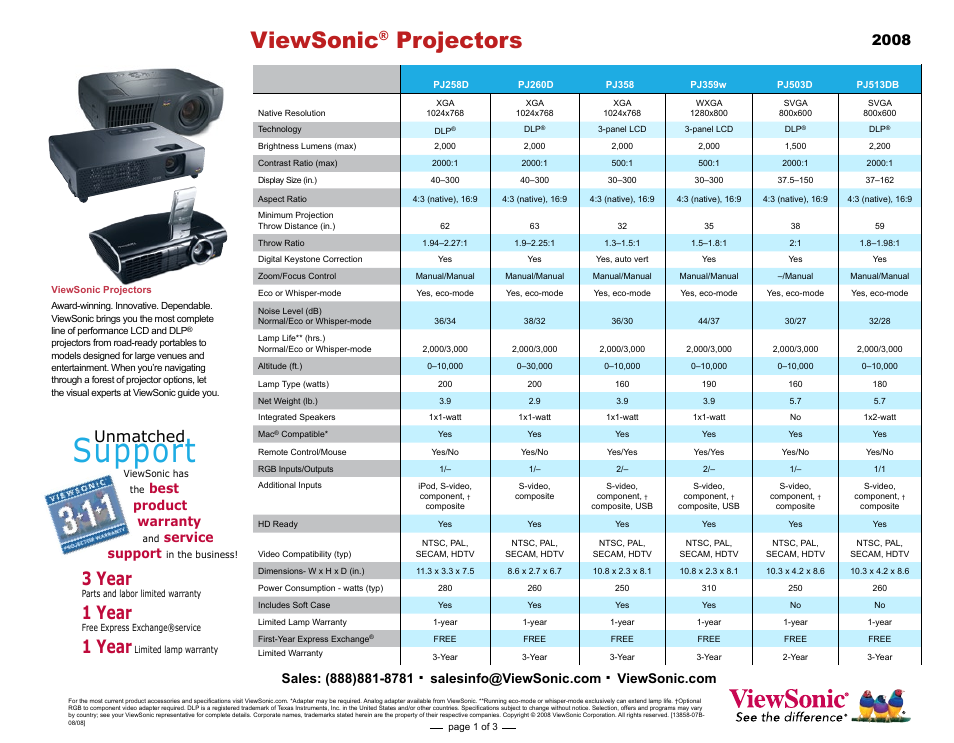 VIEWSONIC PJ359w User Manual | 3 pages