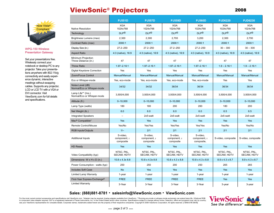 Viewsonic, Projectors | VIEWSONIC PJ359w User Manual | Page 2 / 3