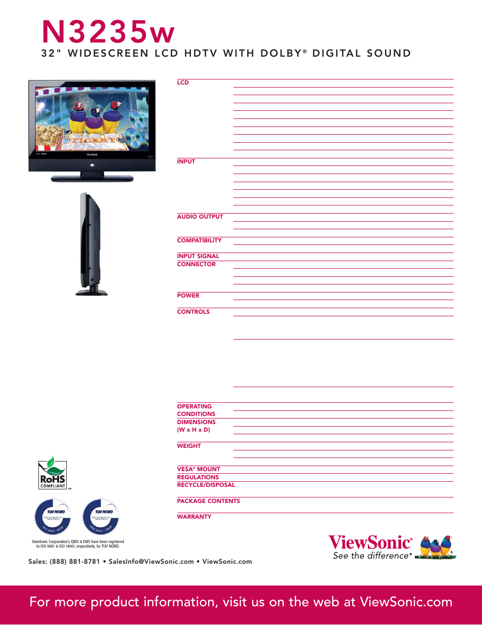 N3235w | VIEWSONIC N3235w User Manual | Page 2 / 2