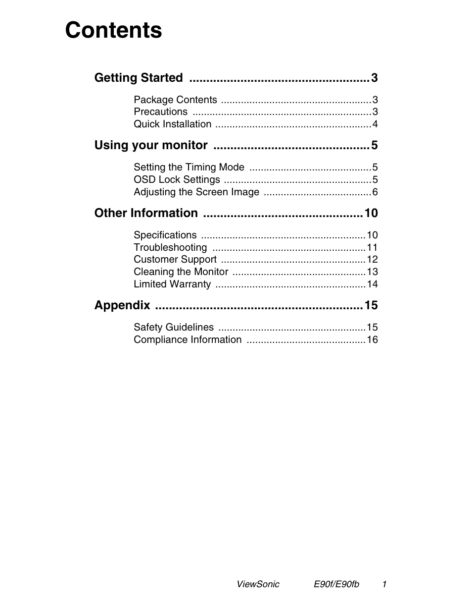 VIEWSONIC E90FB User Manual | Page 2 / 18