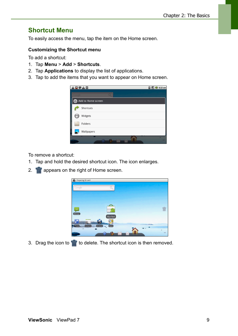 Shortcut menu | VIEWSONIC VS13761 User Manual | Page 21 / 67