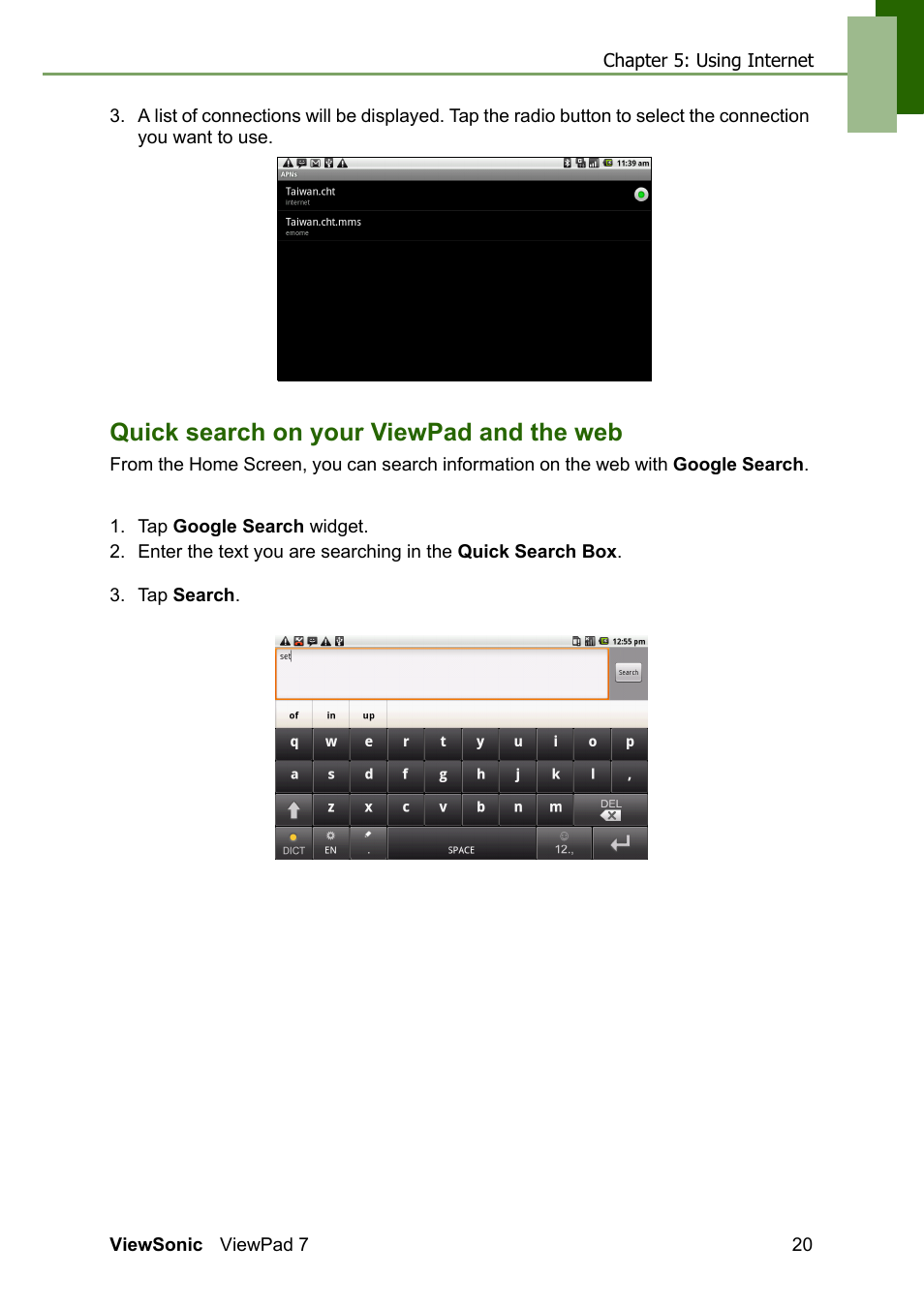 Quick search on your viewpad and the web | VIEWSONIC VS13761 User Manual | Page 32 / 67