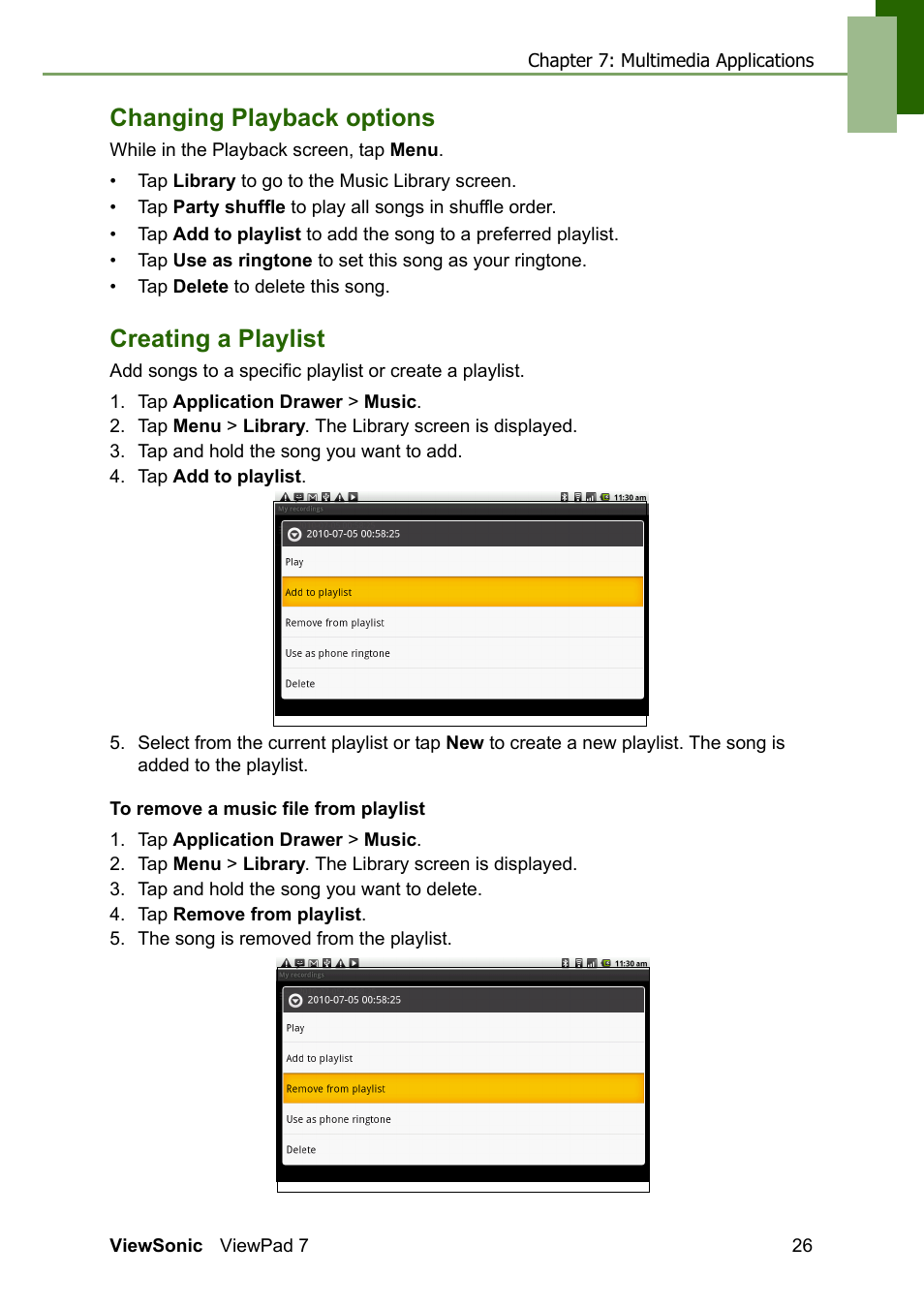 Changing playback options creating a playlist, Changing playback options, Creating a playlist | VIEWSONIC VS13761 User Manual | Page 38 / 67