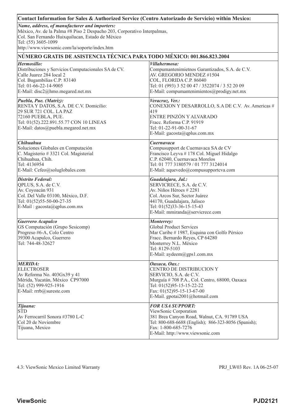 VIEWSONIC PJD2121 VS12617 User Manual | Page 35 / 36