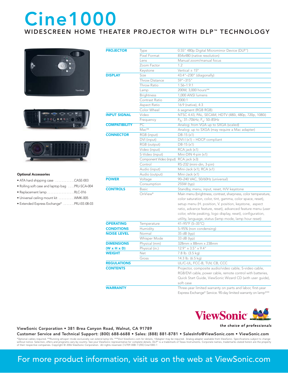 Cine1000 | VIEWSONIC CINE1000 User Manual | Page 2 / 2