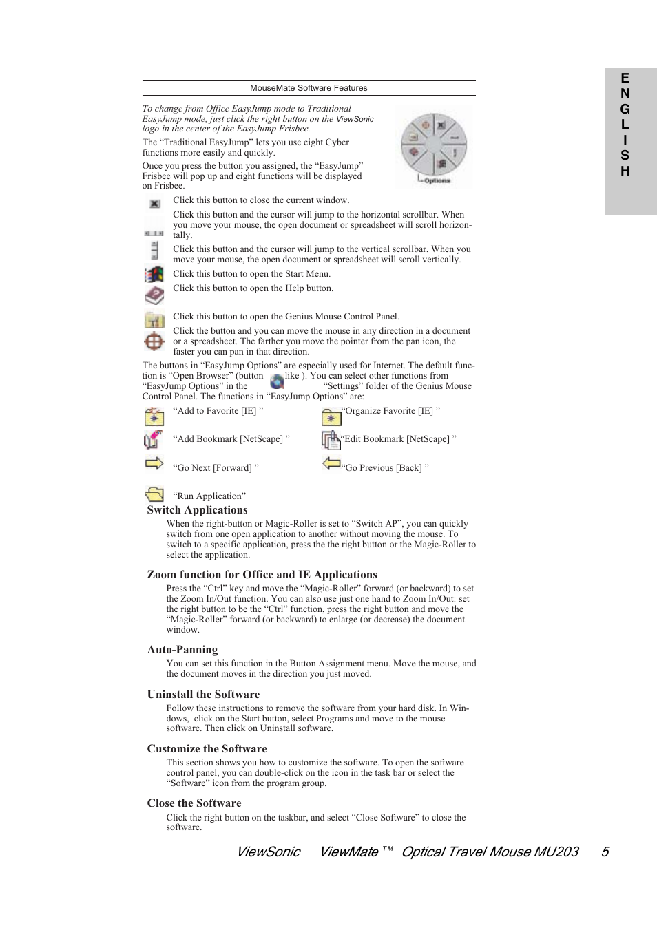 Viewsonic viewmat e optical travel mouse mu203 5 | VIEWSONIC ViewMate MU203 User Manual | Page 6 / 9